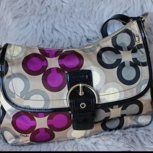 Coach Nylon & Patent Leather Purple Purse RARE